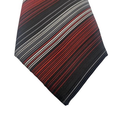 Bergamo New York Tie Mens One Size Black Red Striped Polyester Necktie Classic