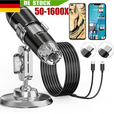 50-1600X USB Digital Mikroskop Lupe Microscope Kamera Endoskop 8 LEDs für Handy