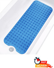 Bath Tub Mat Non Slip Suction Cups Washable Blue Shower Extra Long 39x16