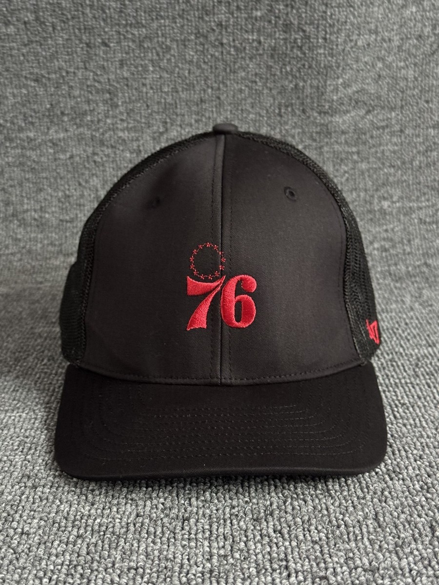 '47 Brand Philadelphia 76ers Trucker Snapback Black Hat Mesh Back NBA