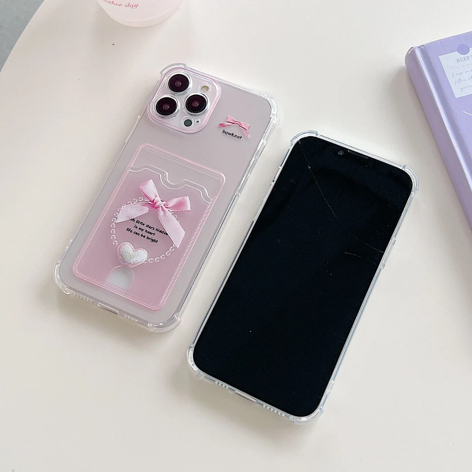 For Xiaomi OPPO VIVO Girl Bowknot Wallet Case Card Pocket Shockproof Phone Cover - Image 4 of 4