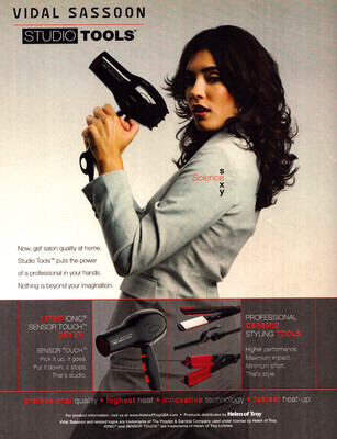 Vidal Sasson Hair Dryer 1875W Lady Ionic Sensor Touch Vintage Print Ad 2005