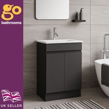 500mm Floor Standing Matt Grey Vanity Unit & Basin Set with Chrome Tap & Trap