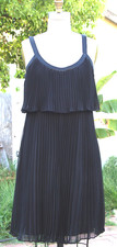 Little Black Short Pleated Chiffon Cocktail Slip Dress Sleeveless 10 Tiered