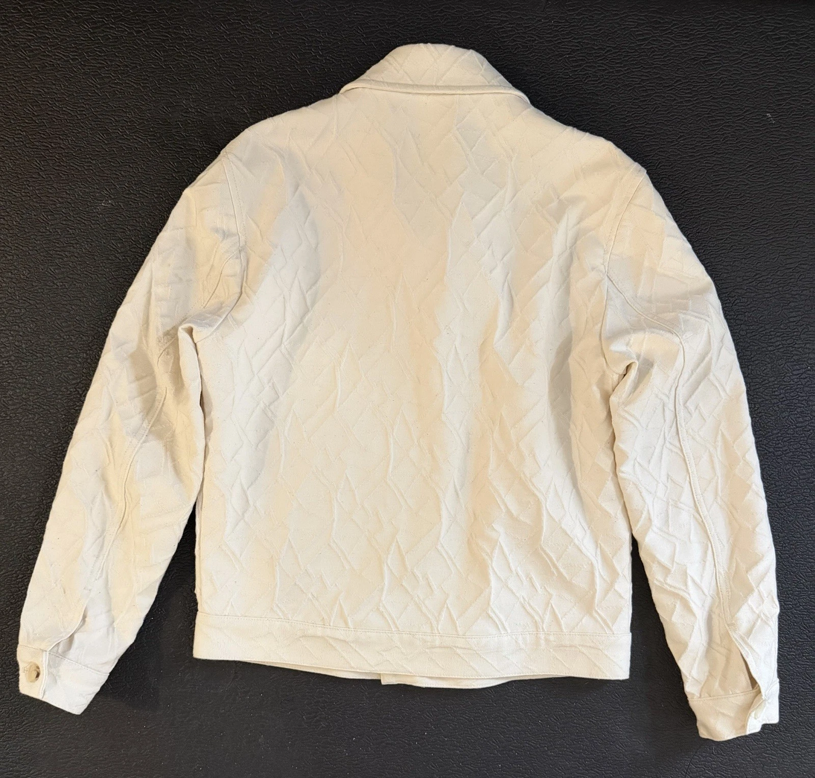 Zara White/Cream Quilted Button-Front Collared Jacket w/ Pockets Men’s Size S image 4