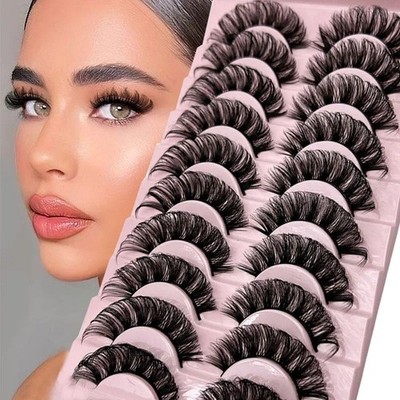 Russian Style Strip Lashes D Curl Nerz Falsche Wimpern Full Curled 10 Paar UK