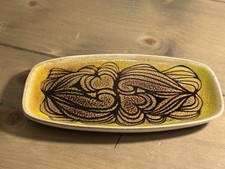 1970s Vintage Hand Painted Poole Pottery Aegean Pin Tray Abstract Floral Design