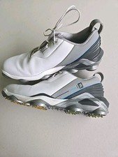 FootJoy Men's 9 M Tour Alpha Golf Shoes 55506 White, Blue Gray Spiked Waterproof