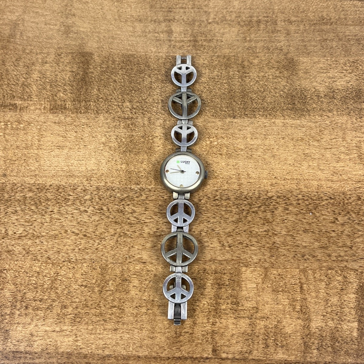 Lucky Brand Peace Sign Chain Bracelet Watch Quartz New Battery Silver Womens Lucky Brand Peace Sign Watch Women 35mm Silver Tone Blue  main image 2