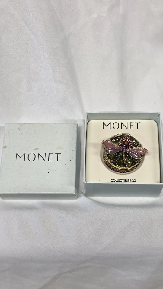 MONET  "DRAGONFLY"  Collectible Enamel Keepsake Trinket Box  - Image 2 of 4