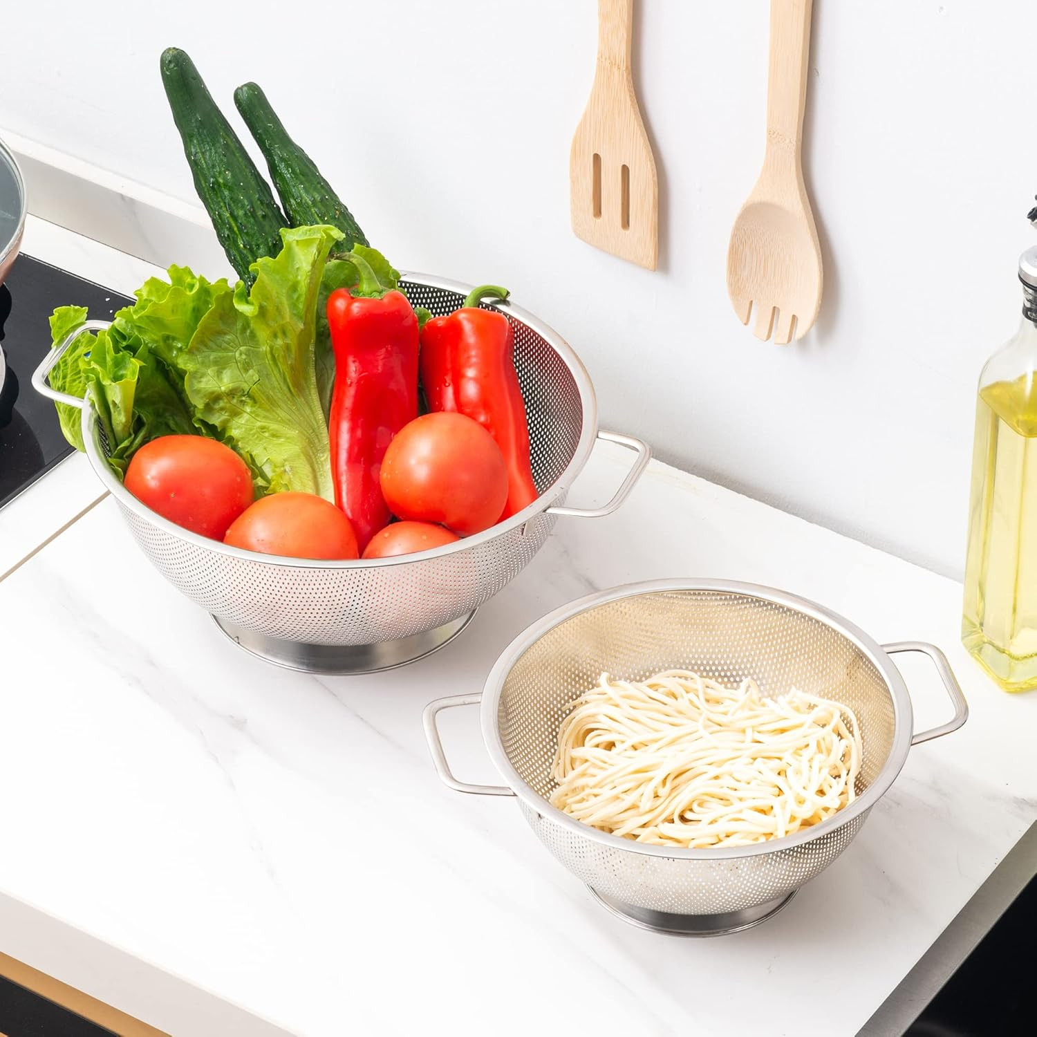 Colander Stainless Steel 5-Quart, Dishwasher Safe Strainer