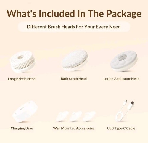 Electric Body Brush Back Scrubber for Shower, Waterproof Long Dual Handle Power - Picture 9 of 9