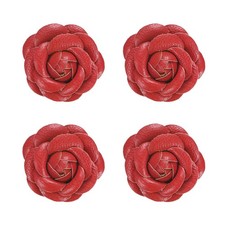 Deko Schuhkn&ouml;pfe aus Leder f&uuml;r Rosa, 4er Set Rot