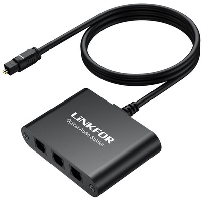 Linkfor Optical Cable Splitter 1X3 SPDIF Toslink with 1PCS Optical Audio Cable A