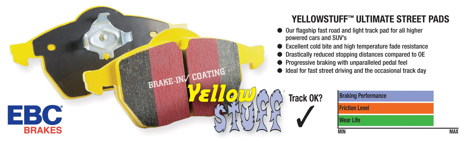 EBC DP41167R Yellowstuff Rear Brake Pads For 90-00 Aston Martin Vantage (Twin