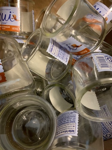 Lot of 40 OUI Yogurt Empty Glass Jars Containers for Crafts - Repurpose Upcycle
