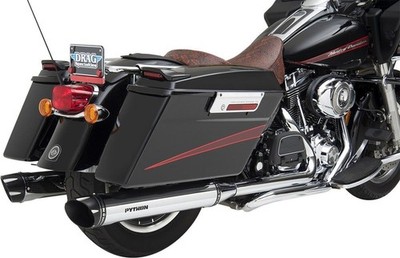 Python Chrome Black Slip On Exhaust Mufflers For 95-24 Touring FLHT FLT Roadking