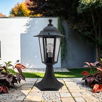 Rustikale Gartenleuchte Schwarz 38Cm Klein Aluminium E27 Sockelleuchte AußEn