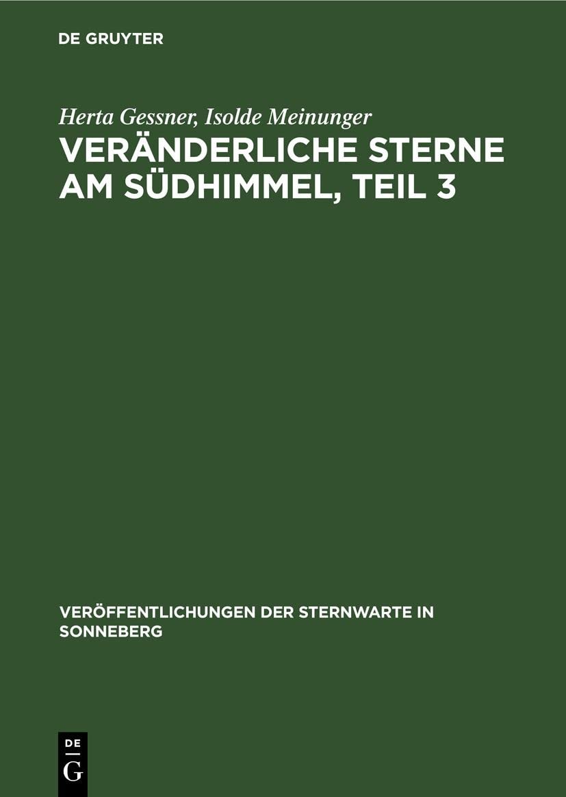 Herta Gessner Isolde Meinung Veränderliche Sterne Am Südhimmel, Teil (Hardback)