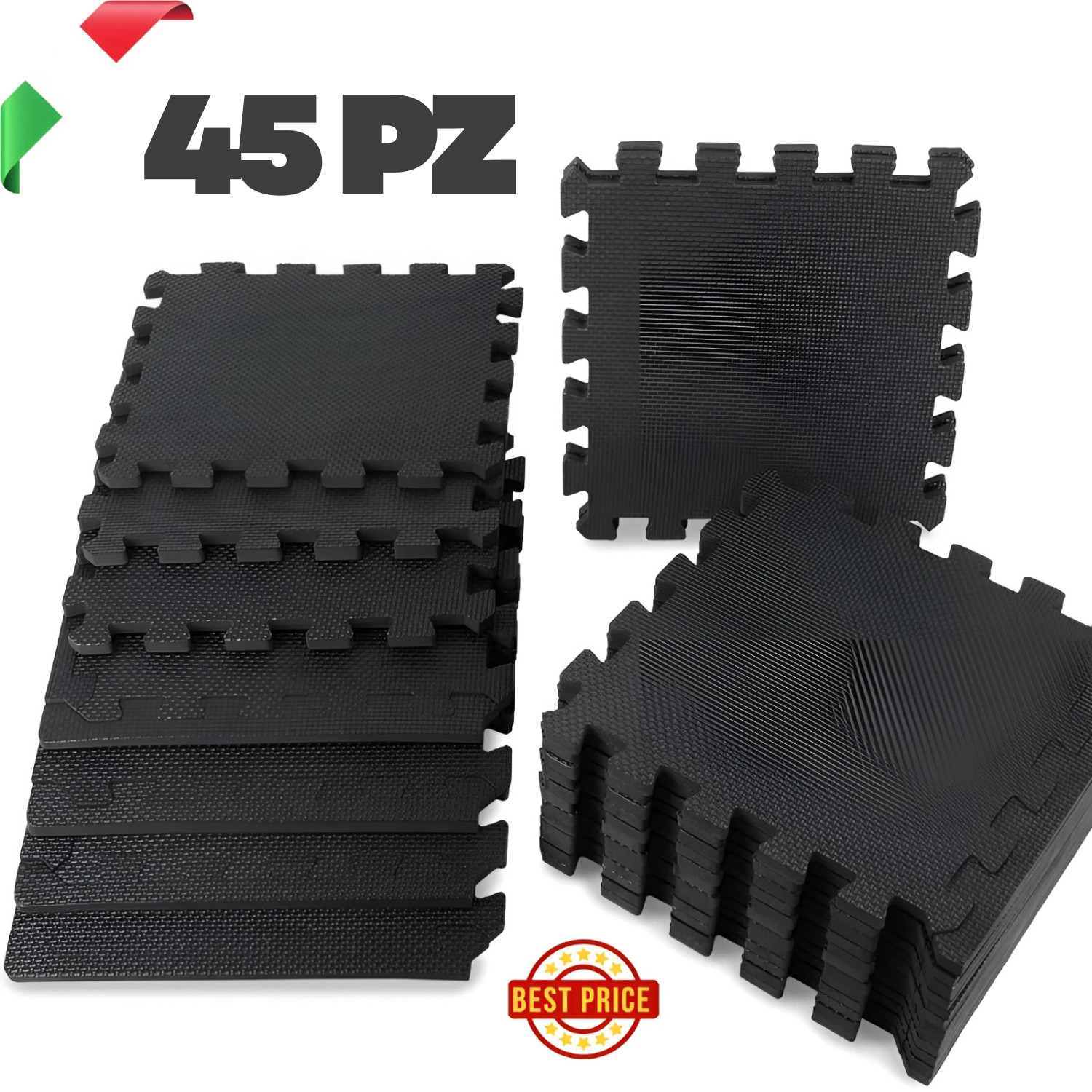 45 Pz Tappeto Puzzle 30x30 Cm Tappetino Fitness Multiuso Palestra Tatami Schiuma