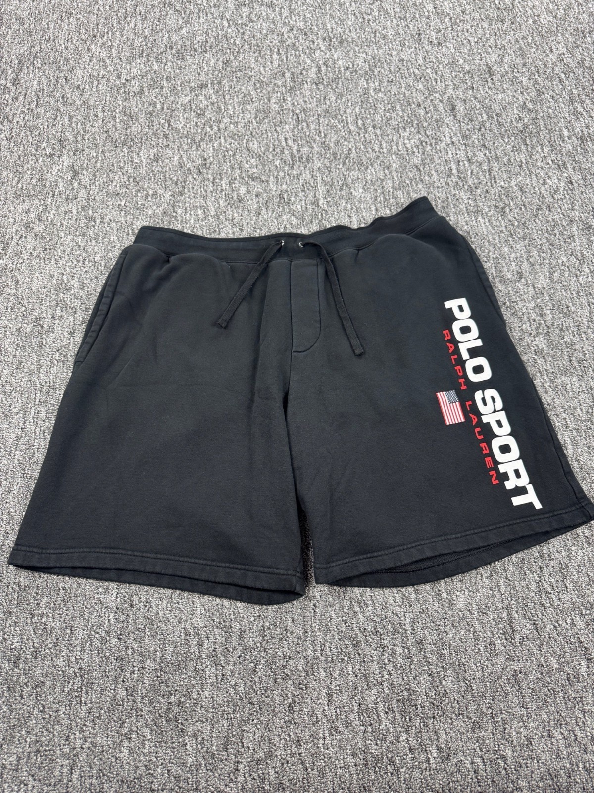 Ralph Lauren Shorts Men 2XB Big Black Fleece Stretch Polo Sport Sweat Shorts