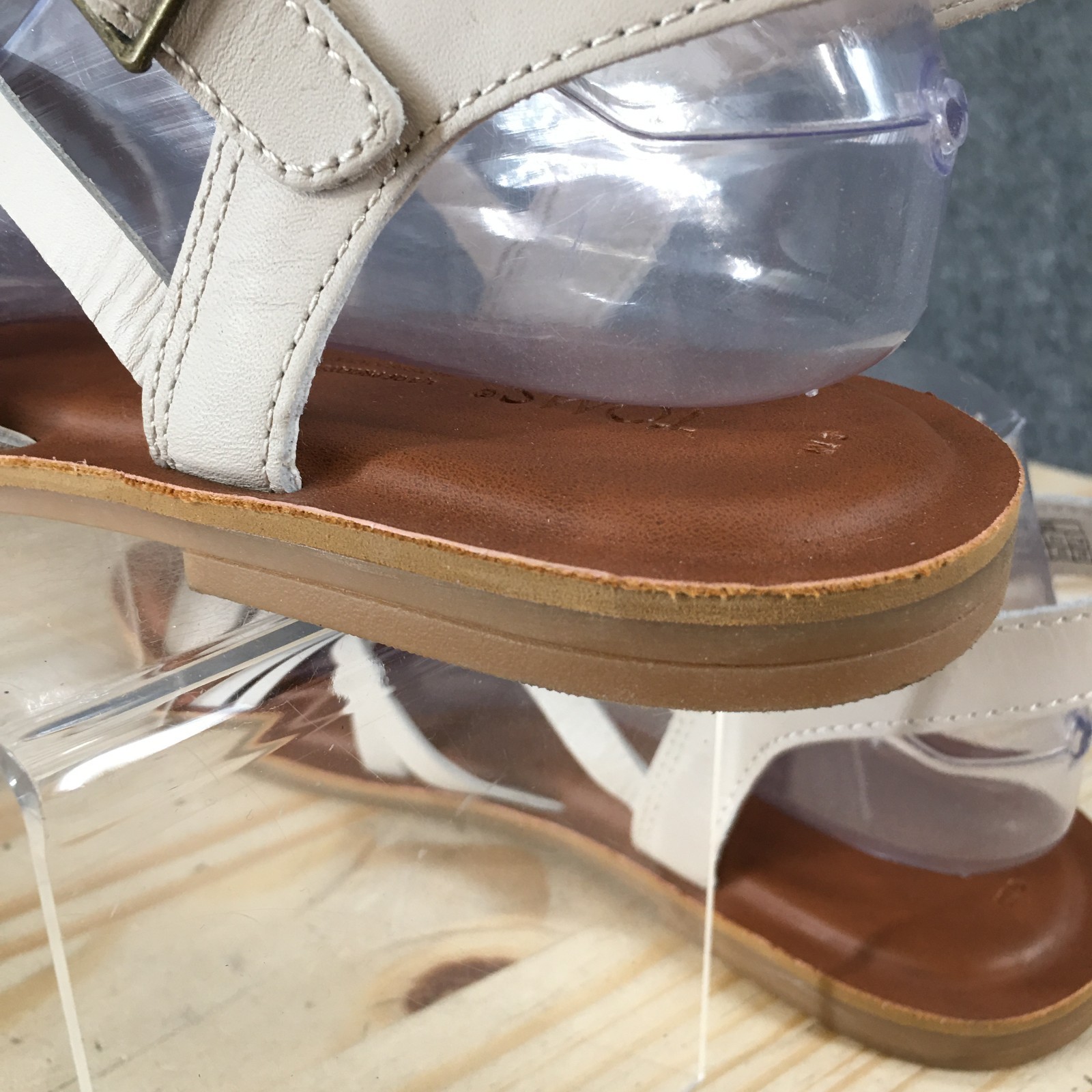 Toms Sephina Sandals Womens 9 Ankle Strap Buckle Comfort Casual Flats Off-White thumbnail 4