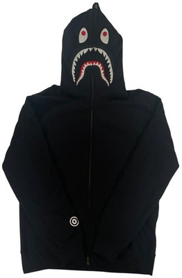 A Bathing Ape Shark Full Zip Hoodie Black 100% Cotton Men's Sz XL MSRP $569 NEW