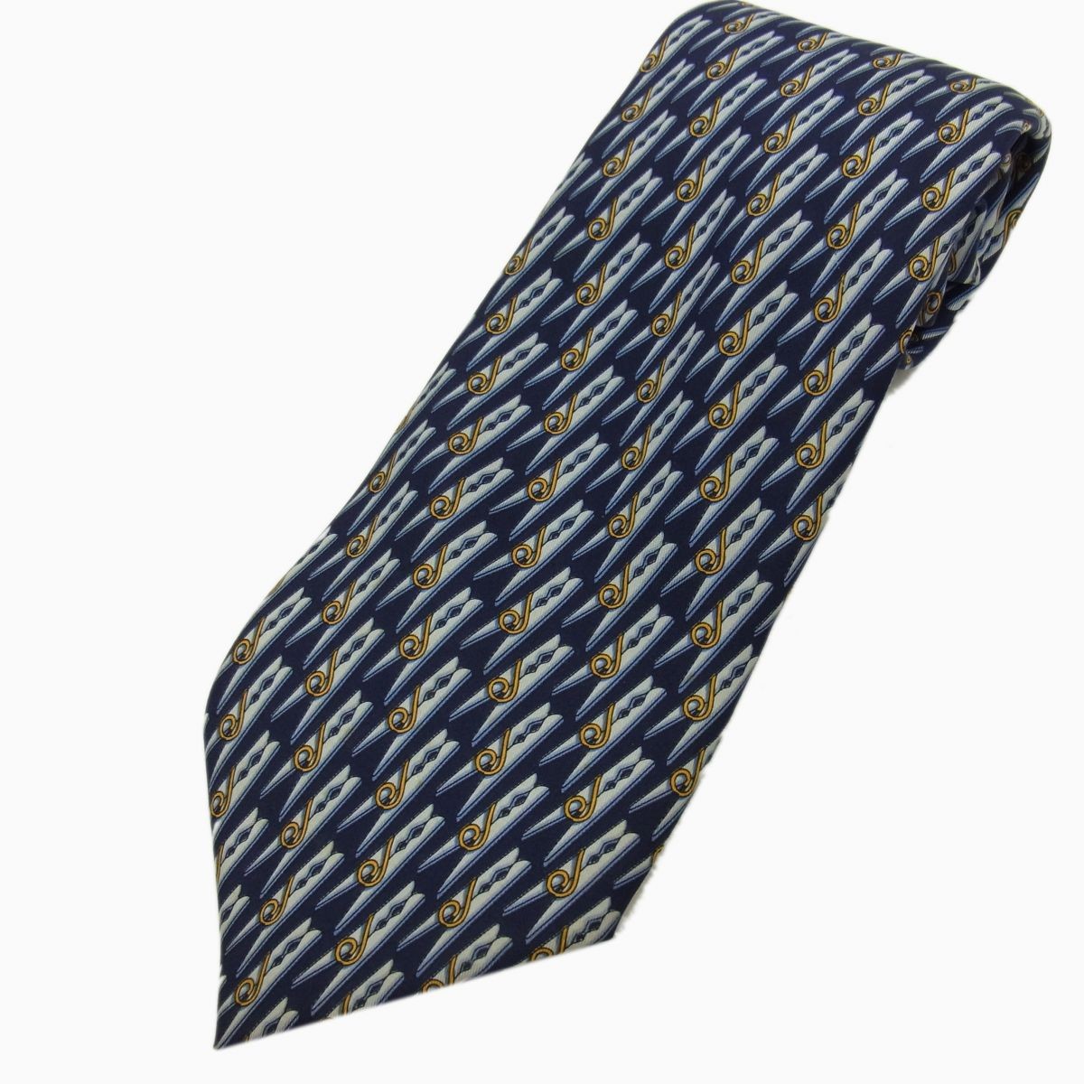 GUCCI Rare tie Blue all-over pattern silk from japan J3787