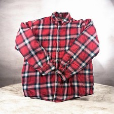 Wrangler Men's Sherpa Lined Flannel Shirt Jacket Red Plaid Shacket Size L
