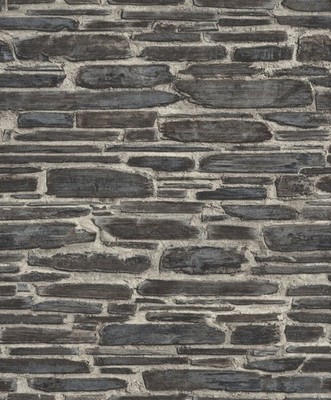 Wallpaper Rasch 3D stone wall anthracite 863437 Black