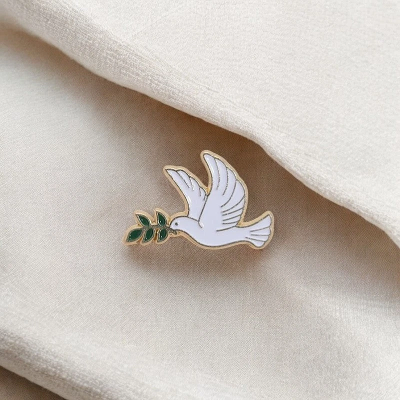 Peace Dove Funny Enamel Pin – Minimalist Bird Lapel Pin, Olive Branch Gift, - Image 3 of 4