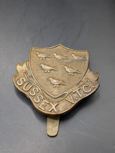 WW1 Sussex Volunteer Training Corps c. 1915 VTC Cap Badge British Army Military