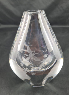 Vintage Glas Vase Orrefors -Dekorschliff -signiert