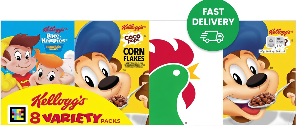 Kellogg's Cereal Variety Pack 8 Mini Boxes 196g Individual Breakfast Snack NEW