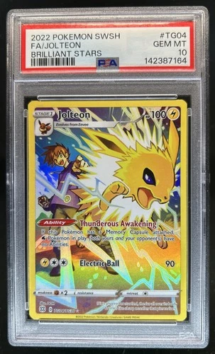 2022 Pokemon Brilliant Stars Jolteon Trainer Gallery Full Art #TG04/TG30 PSA 10