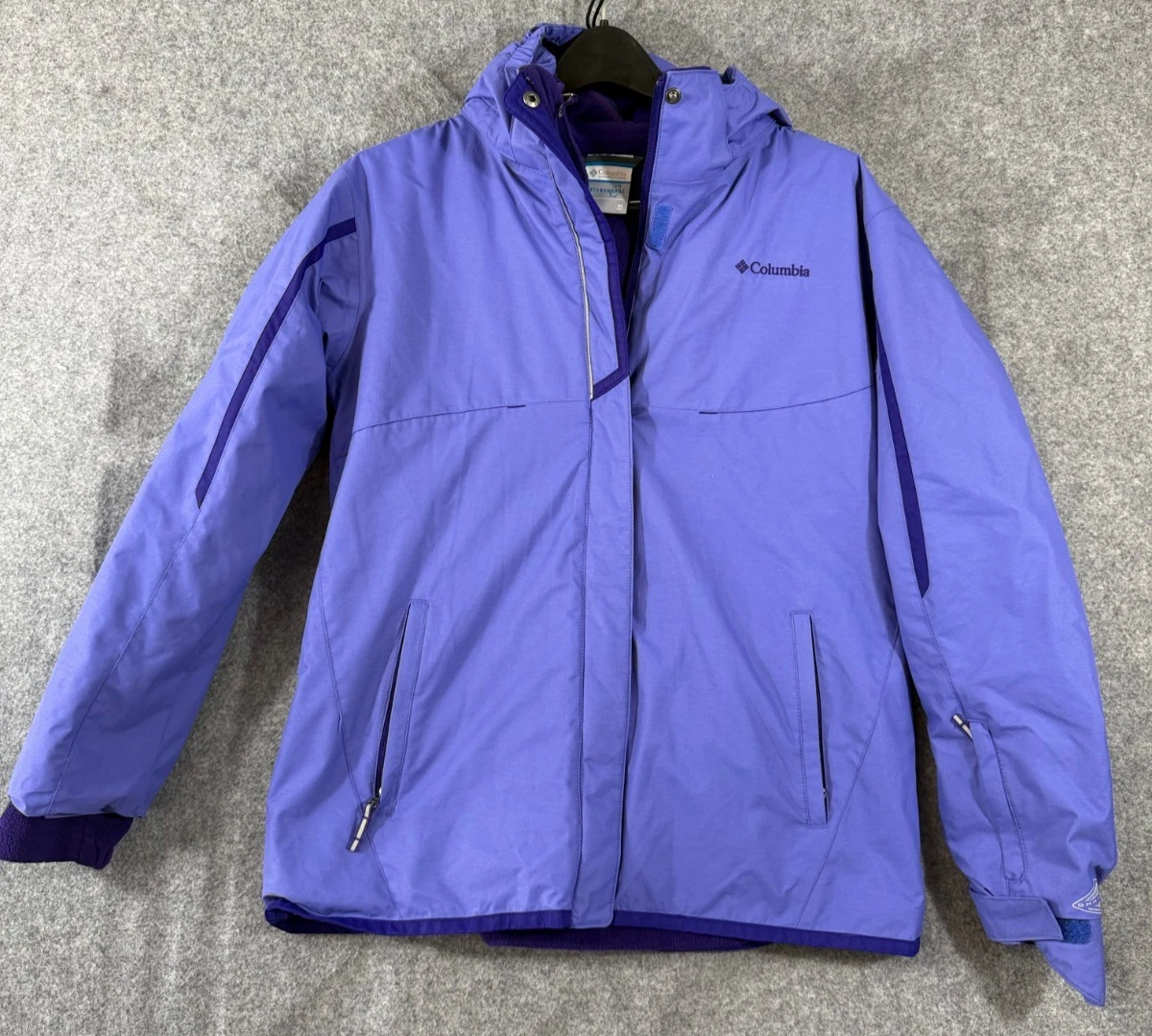 Columbia Interchange 3N1 Parka Hooded Jacket Girls XL Purple Fleece Full Zip