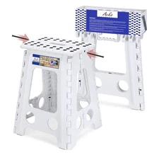 Folding Step Stool Foldable 17.5 Inch 400 lbs Capacity Plastic Collapsible