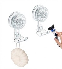 2 Pack Shower Razor Holder with Suction Cup,Clear Waterproof Adhesive Towel H...