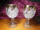 2 Vintage Gold Rim Cut Crystal Goblets | Heavy Pressed Glass in VGC Beautiful — photo 4