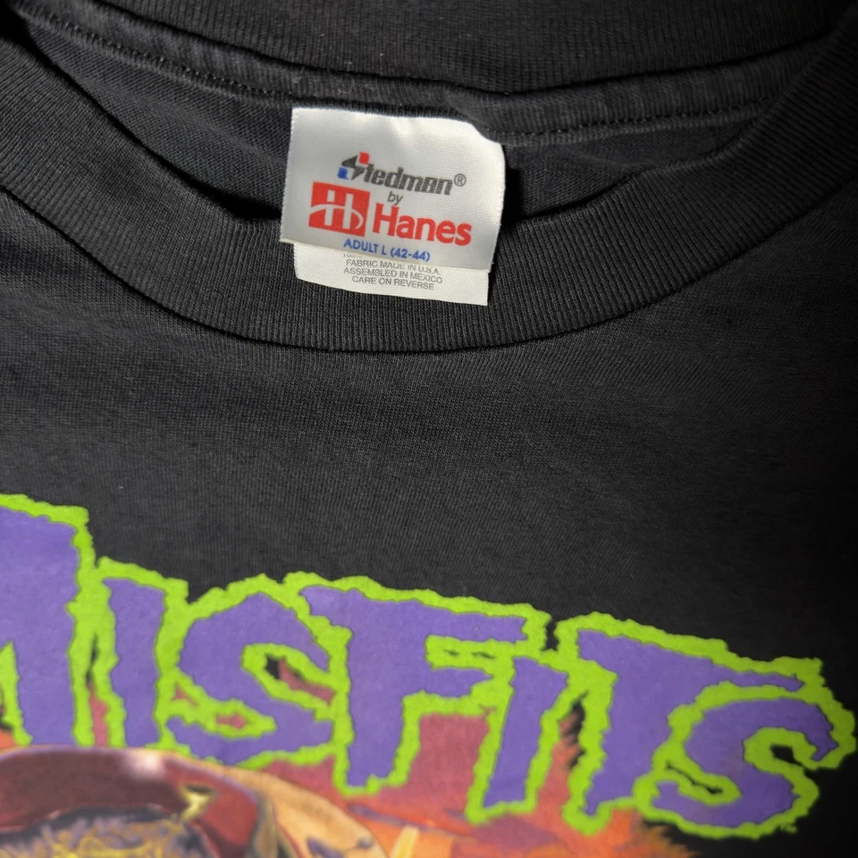 Camiseta grande negra vintage 1999 Misfits Invade America Tour Foto 3 de 4