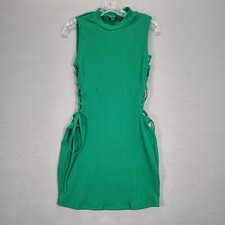 SHEIN Green  Dressing Lace Up Side Mock Neck Tank Dress, Casual Size M