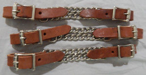 Double Flat Link Chain Curb Strap Heavy Cowhide Brand New with Flaws