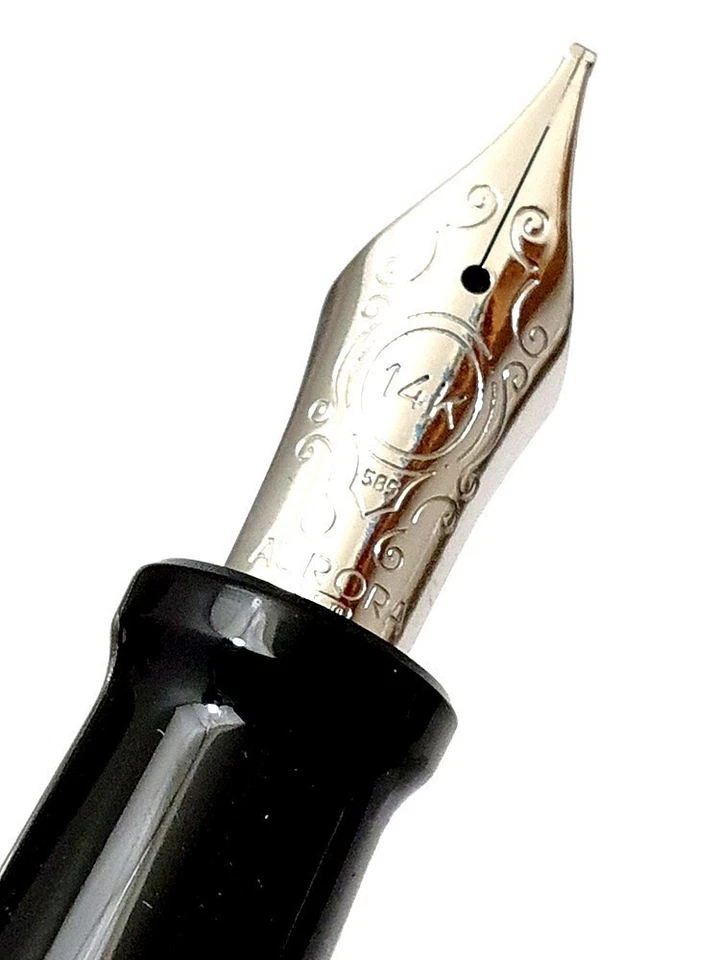 Aurora Talentum Füllfederhalter Feder B 14K 585 Gold Schwarz Verchromt um 1998 - Bild 2 von 4