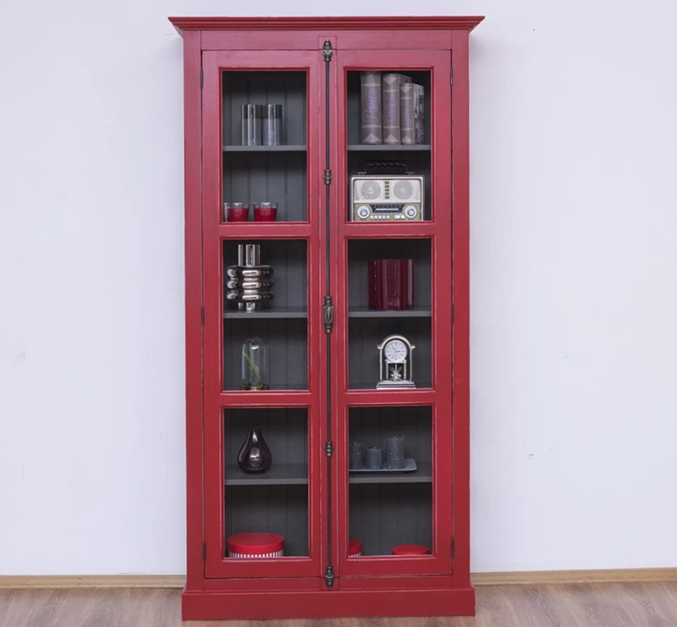 Vitrine Vitrinenschrank Schrank Regal Regalschrank schmale Vitrine Landhaus - Bild 4 von 4