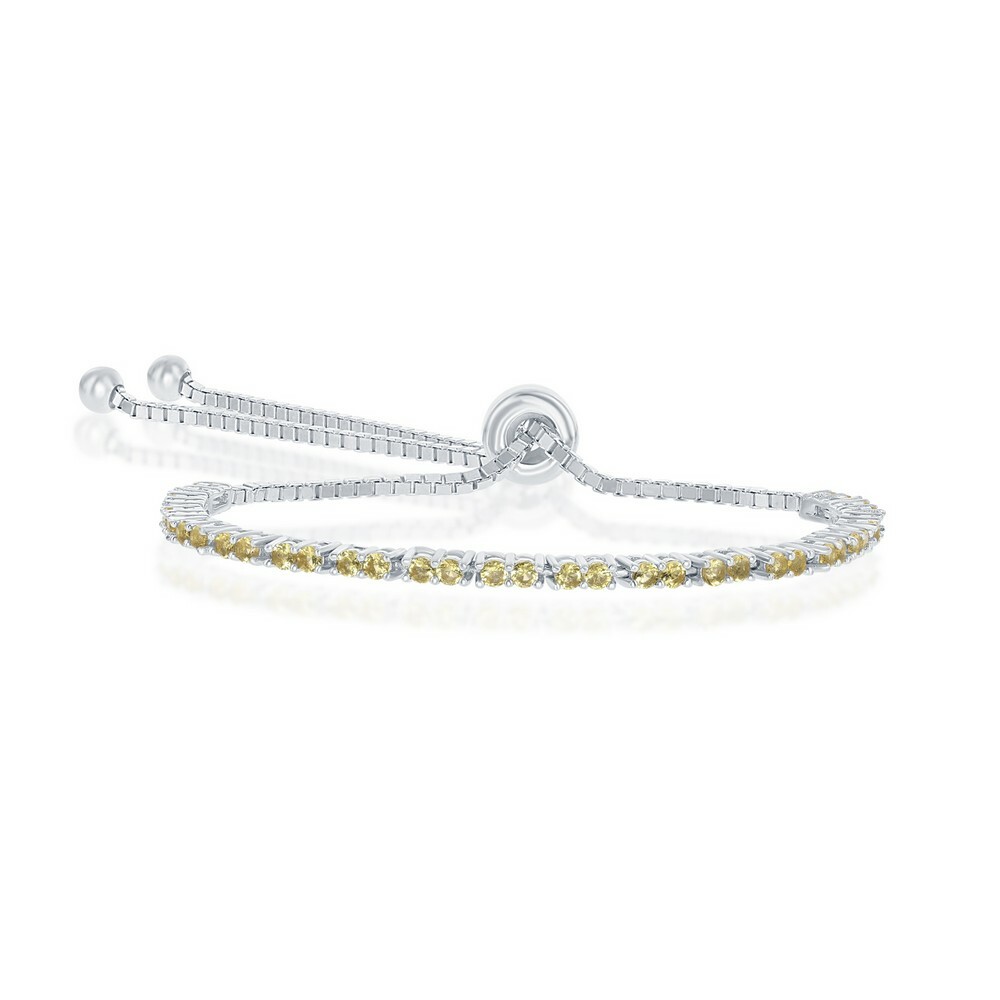 Браслет из стерлингового серебра 2 мм с цитрином и чешским бриллиантом November Birthstone 21490₽