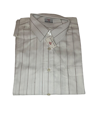 bellini dress shirts NWT Gianni Bellini Mens Dress Shirt 16 Inch 41 Cm White Stripes Pocket  Diamond