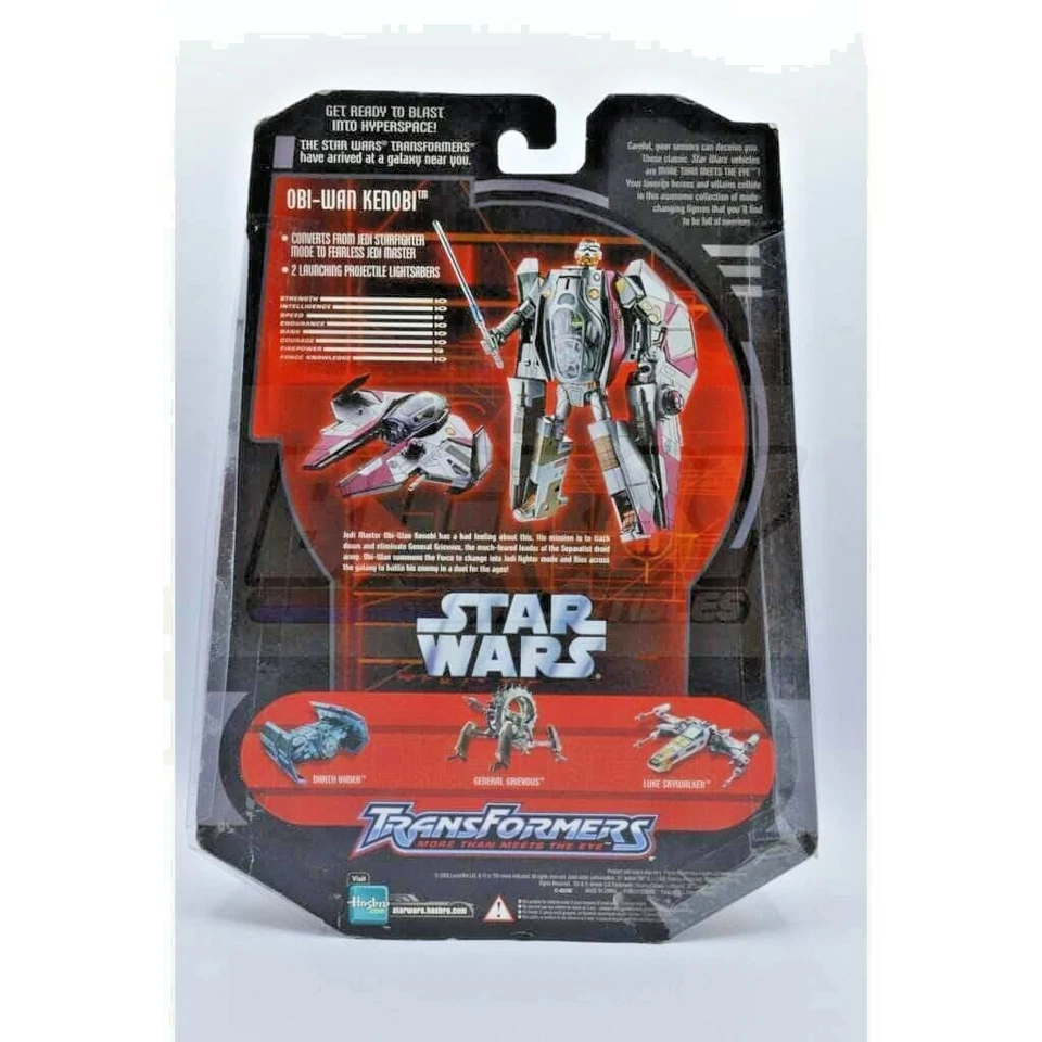 NEW IN BOX 2005 Hasbro Star Wars Transformers Obi Wan Kenobi Action Jedi Figure  - Image 2 of 3