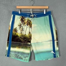 Tommy Bahama Board Shorts Swim Trunk Men Large Relax Tropical Island ocean Scene