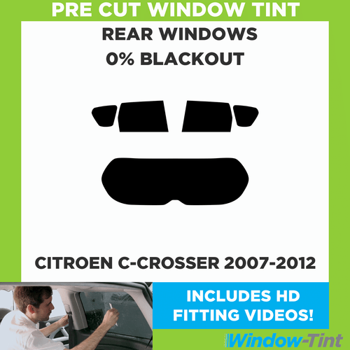 For Citroen C-Crosser 2007-2012 Pre Cut Window Tint Rear 0% Blackout Film - Picture 1 of 10