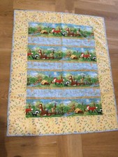 Baby quilt multicolored many animals 46x36  wall hanging hide and seek raccoon s